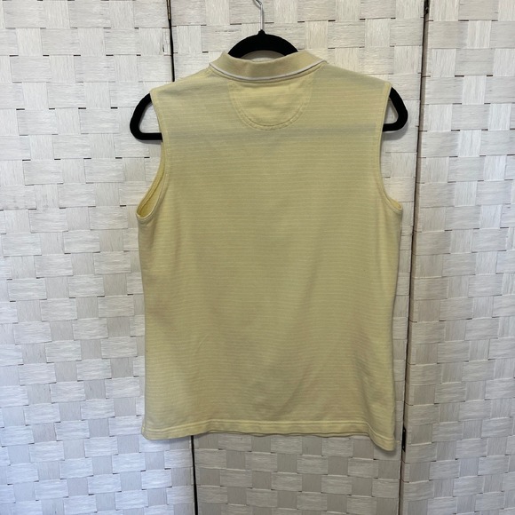 IZOD Club Sleeveless Polo Shirt Striped Classic Collared Butter Yellow Size XL - Picture 4 of 6